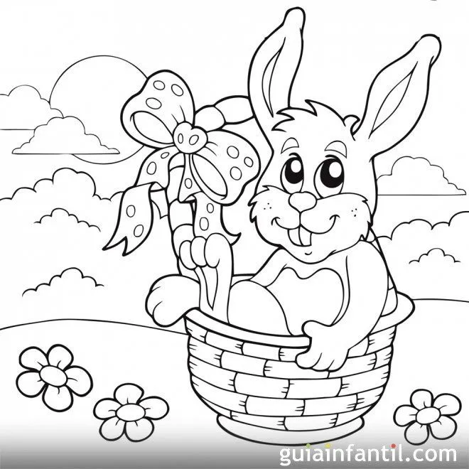 Conejo sentado dentro de una cesta de Pascua - Cestas de Pascua ...