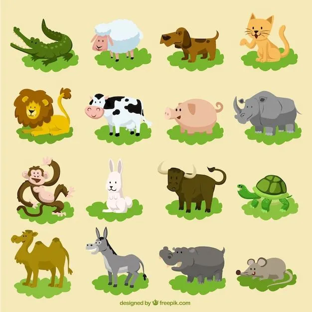 Conjunto de animales divertidos dibujos animados | Descargar ...