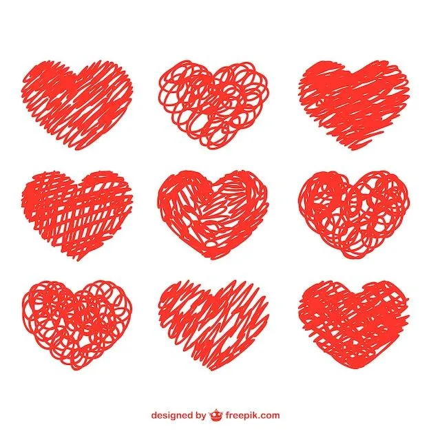 Conjunto de corazones dibujados con garabatos | Descargar Vectores ...