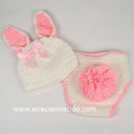 Conjunto crochet conejito blanco Disfraz para bebé recién nacido ...