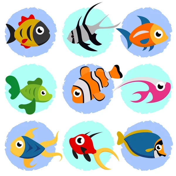 Conjunto de dibujos animados peces — Vector stock © bogalo #10201671