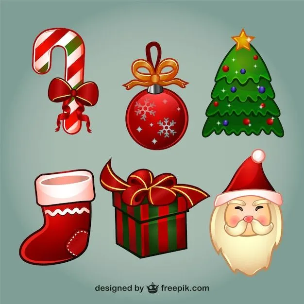 Conjunto de dibujos de Navidad a color | Descargar Vectores gratis