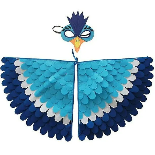 Conjunto de disfraz de alas de pájaro, capa de loro pavo real con máscara  de fieltro, vestido elegante para niños JAMW Sencillez | Walmart en línea