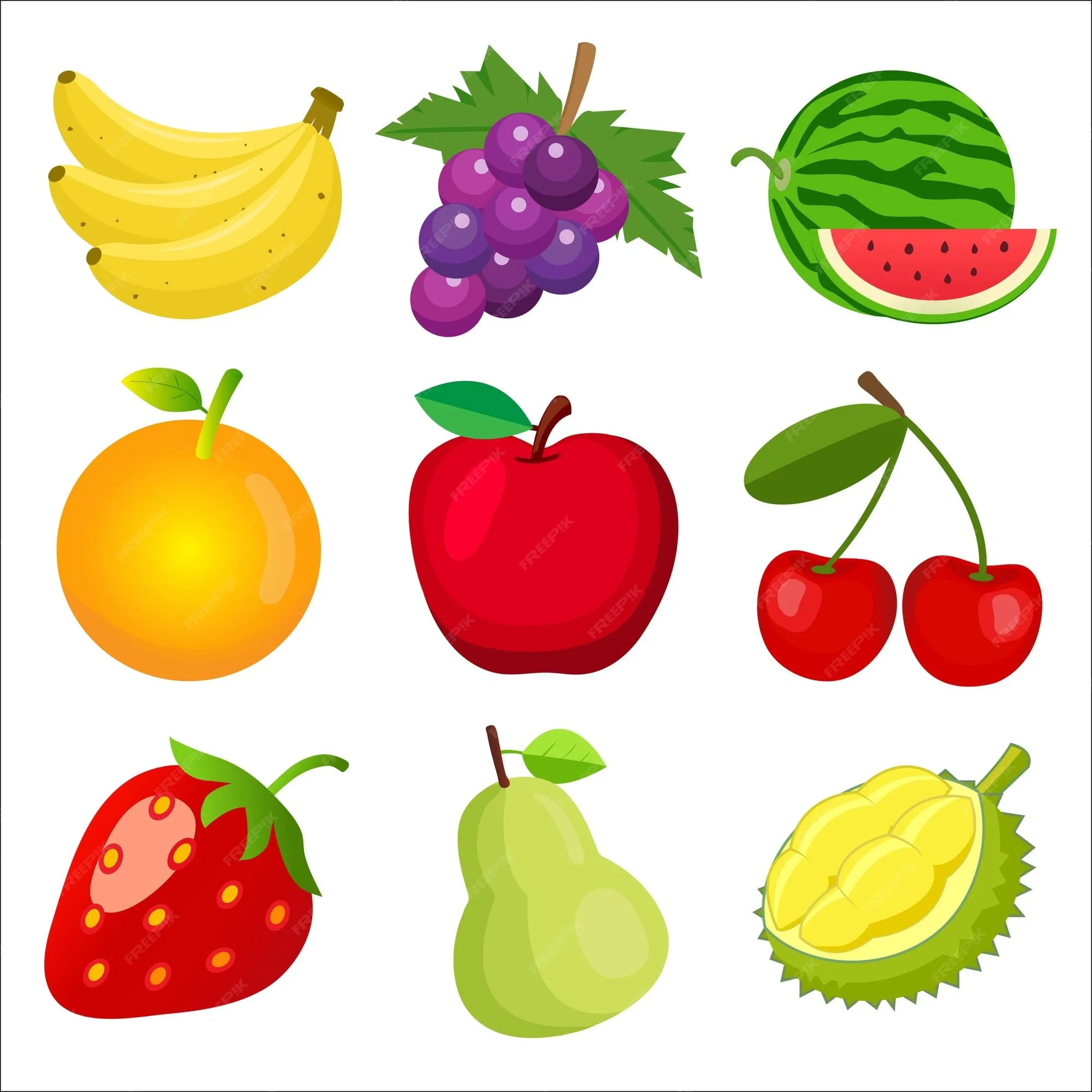 Conjunto de frutas para niños aprendiendo palabras y vocabulario. | Vector  Premium