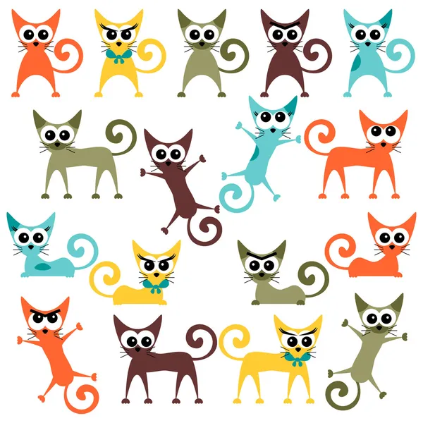 un conjunto de gatos lindos dibujos animados brillantes — Vector ...
