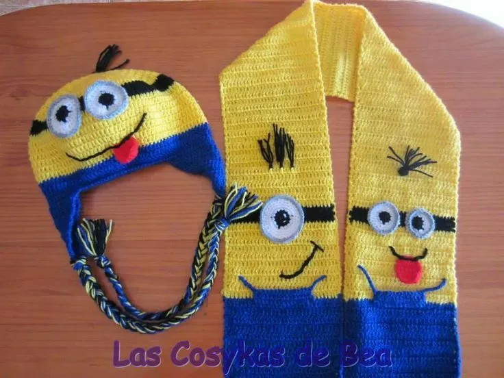 Conjunto gorro y bufanda Minions!!! | gorros y sombreros crochet ...