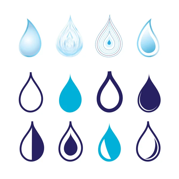 Conjunto de gotas de agua de diferentes gráficos — Vector stock ...