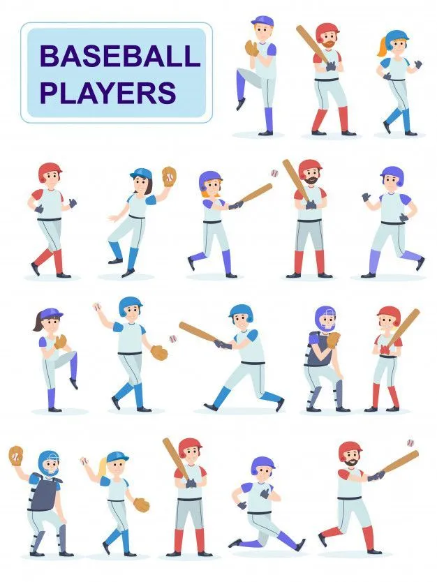 Conjunto de jugadores de béisbol en uniforme clásico. Vector Premium | Free  Vector #Freepik #vector #freepersona… | Jugadores de béisbol, Béisbol,  Dibujos de futbol