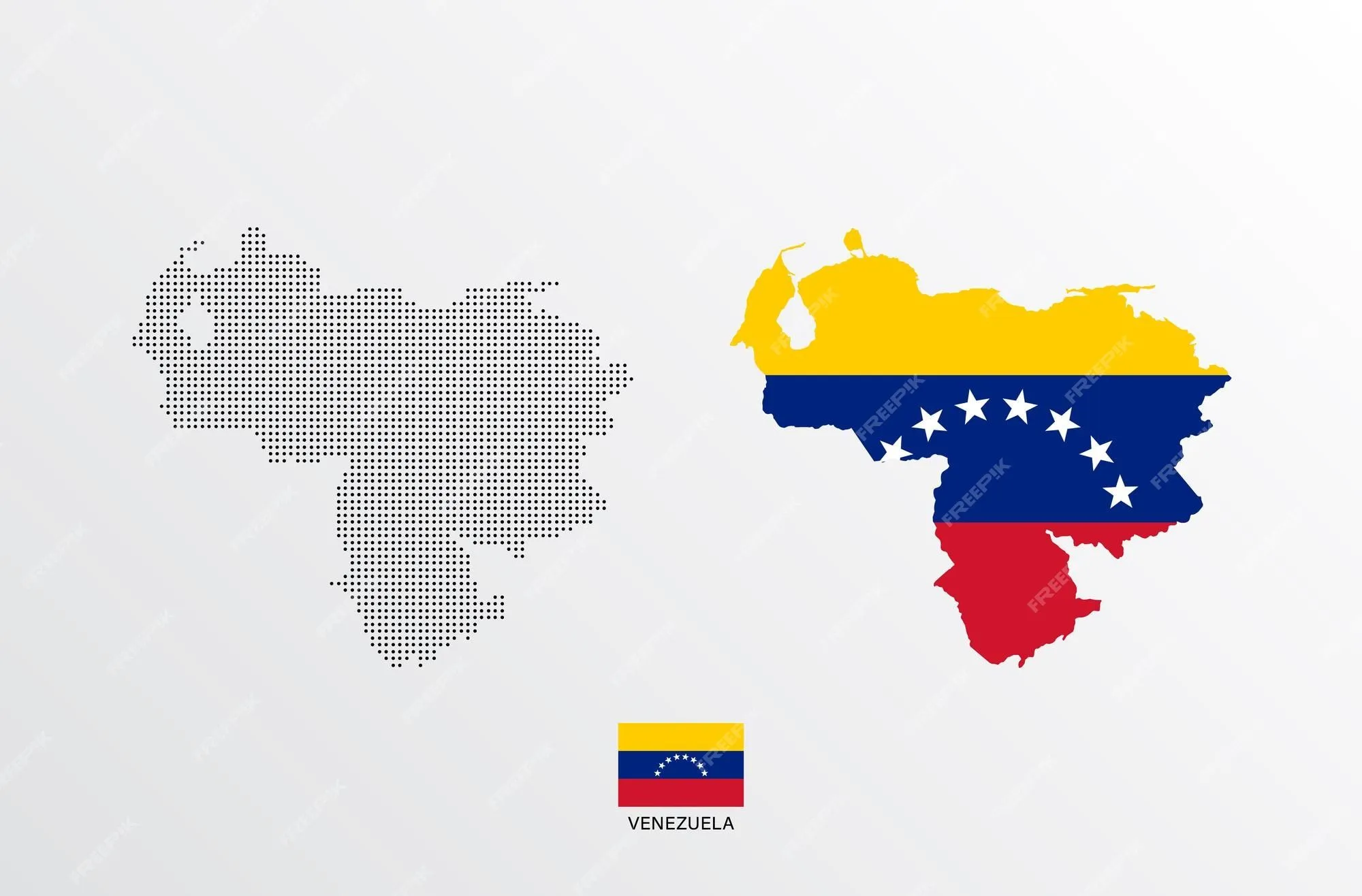 Conjunto de mapas políticos de venezuela con regiones aisladas y bandera  sobre fondo blanco | Vector Premium