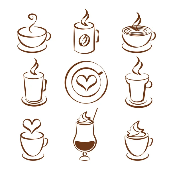 Conjunto de símbolos de vector de taza de café — Vector stock ...