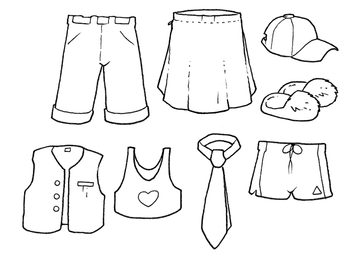 Conjuntos de prendas de vestir para colorear - Imagui