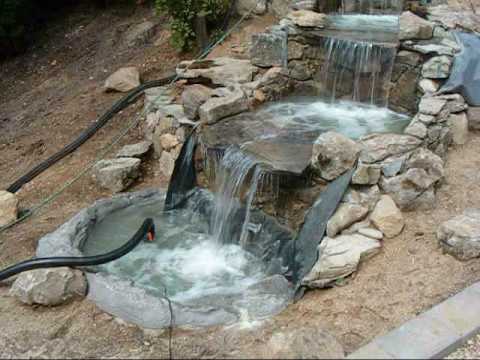 construccion de una cascada - fuente - waterfall. - YouTube