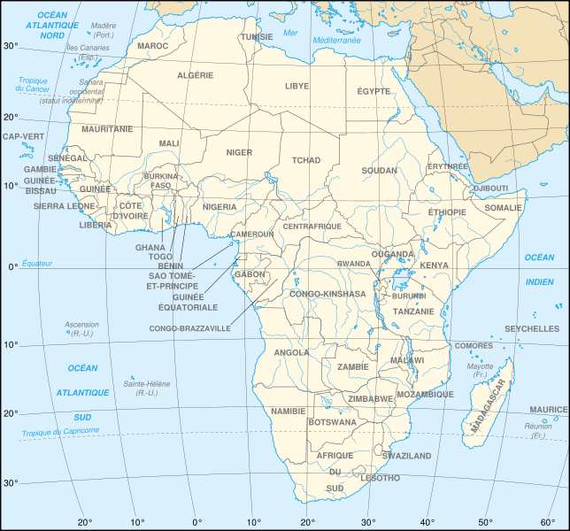 Continent Africain, liste des pays d'Afrique, régions, climat, cartes Continent Africain, liste des pays d'Afrique, régions, climat, cartes