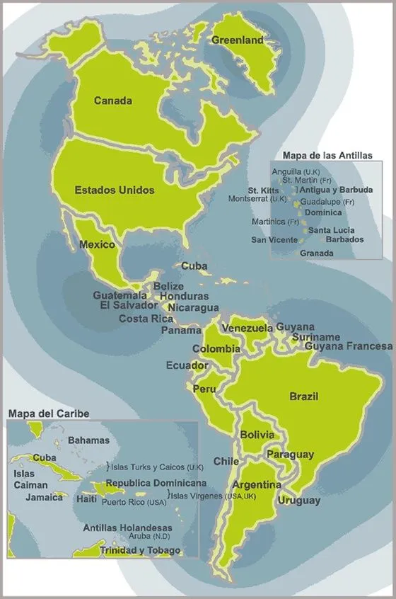 Mapa del continente americano con sus paises - Imagui Mapa del continente americano con sus paises - Imagui