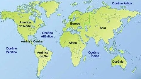 Mapamundi oceanos y continentes - Imagui