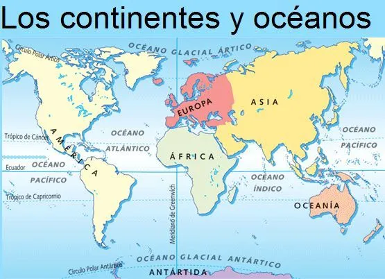 CONTINENTES Y OCÉANOS | Sp: Mapas | Pinterest
