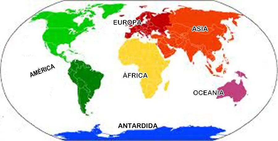 Planisferio con nombres de continentes - Imagui