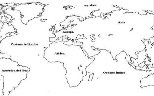 Mapa mundial con nombre blanco y negro - Imagui