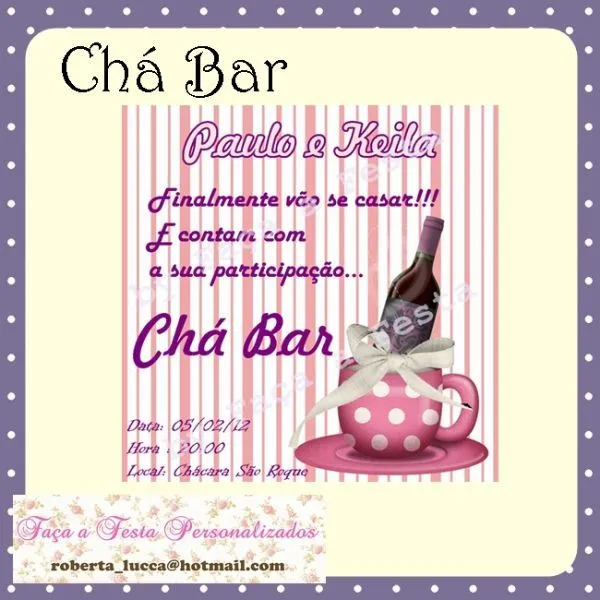 Convite Chá Bar - Loja de PersonalizadosFaF