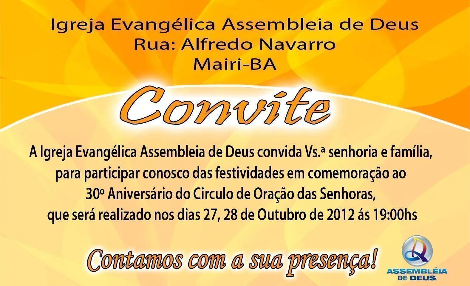 Convites para Aniversários de Igrejas – Modelos de Convite Convites para Aniversários de Igrejas – Modelos de Convite