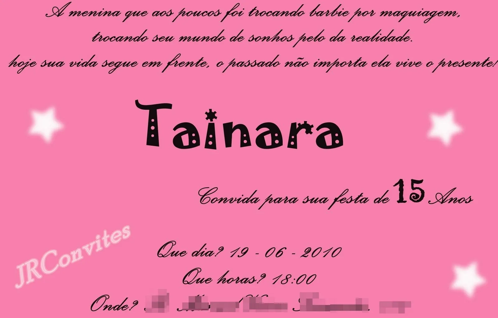 Convites Para Festas: Aniversário de 15 Anos Convites Para Festas: Aniversário de 15 Anos