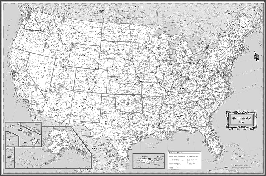 coolowlmaps 2016 Estados Unidos Wall Póster Mapa Diseño Blanco y Negro –  Tamaño 36 x 24 Rolled Papel : Amazon.com.mx: Oficina y papelería