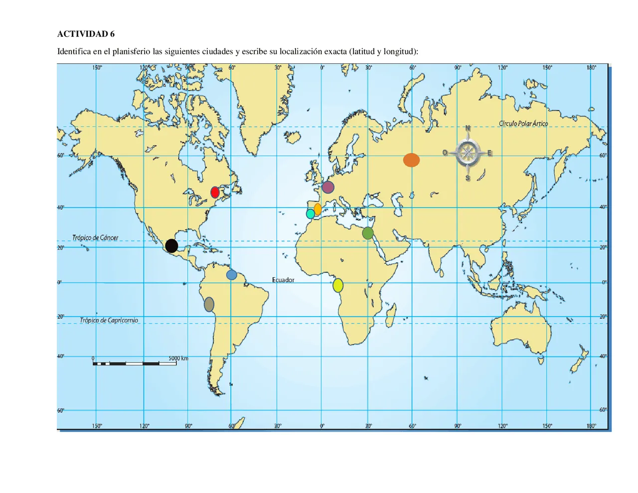 Coordenadas de la tierra, planisferio | Apuntes de Geografía | Docsity