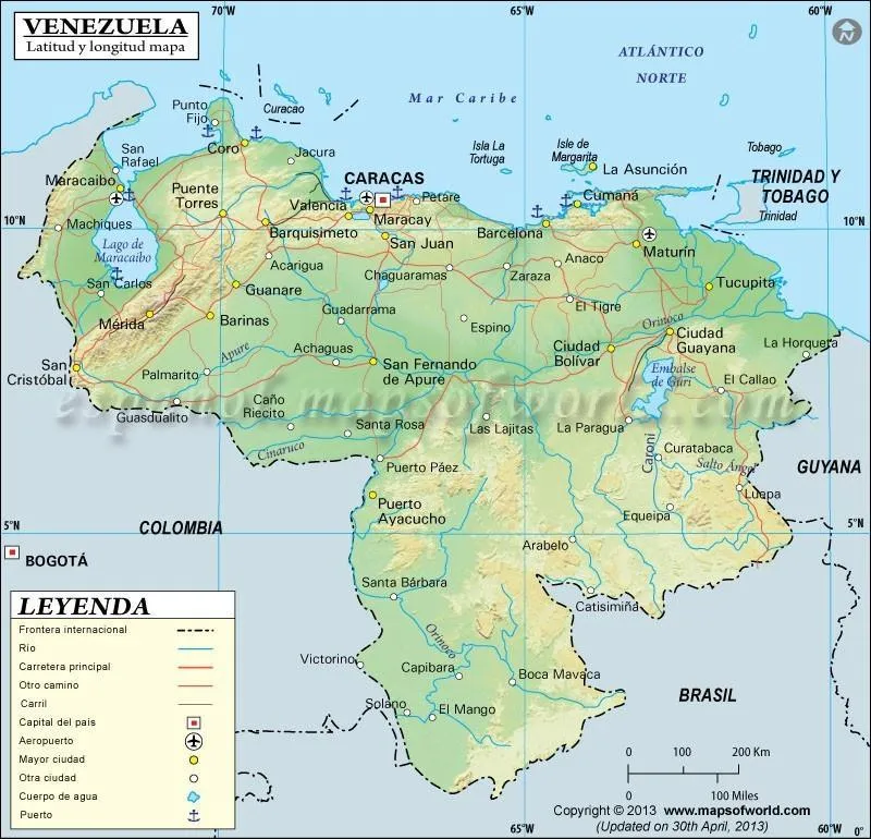 cuales son las coordenadas de Venezuela y representarlas en un mapa​ -  Brainly.lat