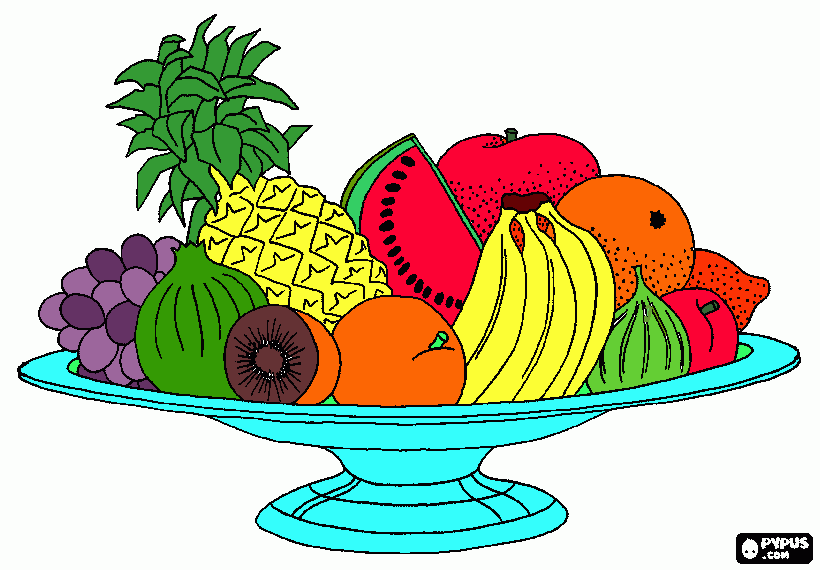 copa de frutas para colorear, copa de frutas para imprimir