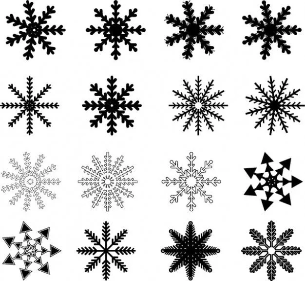 Copos de nieve negros dibujados conjunto de vectores | Descargar ...