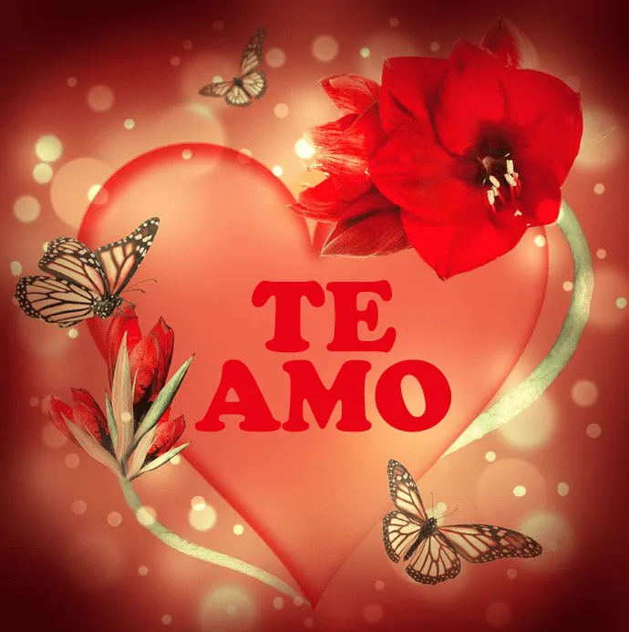 Corazón de amor con flores, mariposas y mensaje... | BANCO DE IMÁGENES