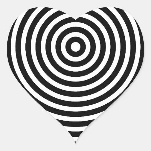 Corazón blanco y negro de los círculos pegatina en forma de ...