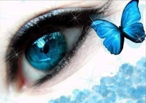 Ojos de color azul con corazones - Imagui
