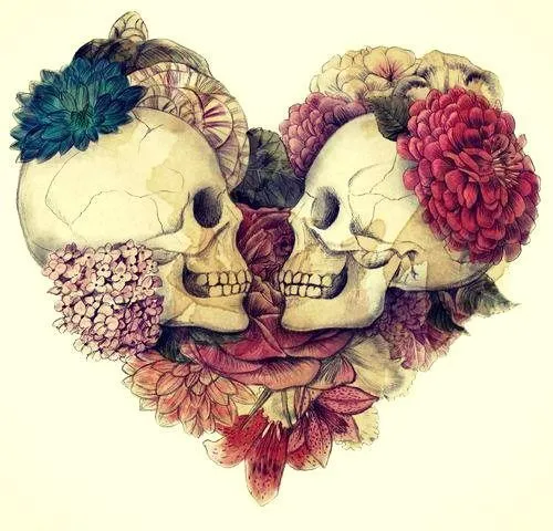corazon de flores y calaveras | Tumblr