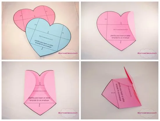 Cómo hacer un sobre con un corazón (plantilla imprimible) - Paperblog