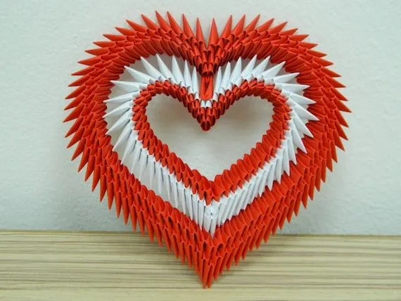 Corazón de Origami 3D por SilvyOrigami en Etsy