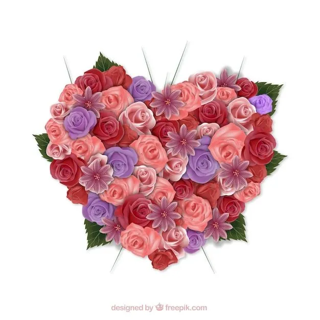 Corazón con rosas | Descargar Vectores gratis