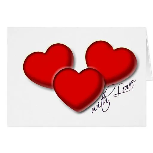 Tres corazones con amor tarjeta pequeña | Zazzle