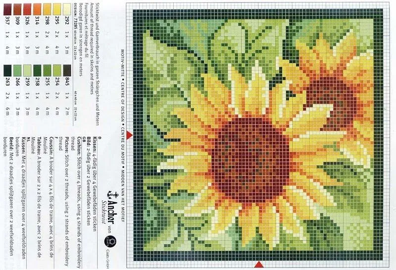 Esquemas de girasoles en punto de cruz - Imagui Esquemas de girasoles en punto de cruz - Imagui