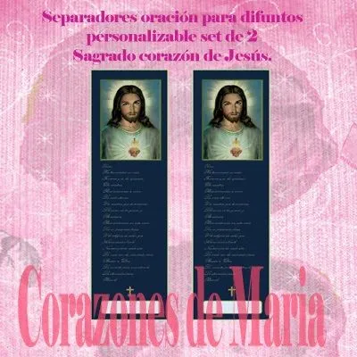 Corazones de Maria: Separador con oración para difuntos set de 2 ...