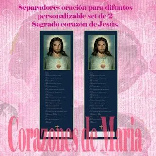 Corazones de Maria: Separador con oración para difuntos set de 2 ...