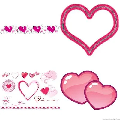 coleccion de vectores con motivos de corazones en color rosa con ... coleccion de vectores con motivos de corazones en color rosa con ...