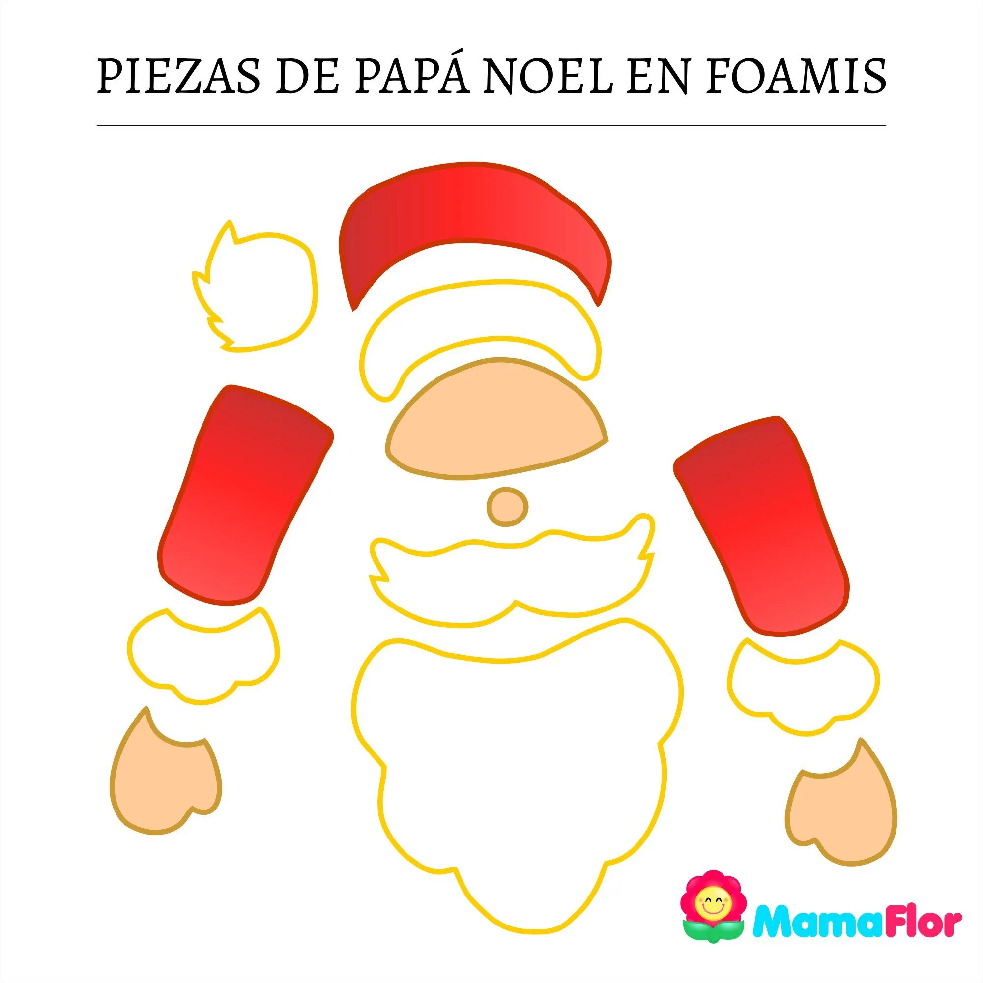 Corona Navideña y Papá Noel en Foamis (MOLDES) - MamaFlor.com
