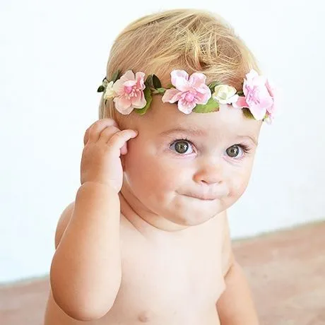 Corona flores con cinta elástica para bebés. Preciosas coronas ...