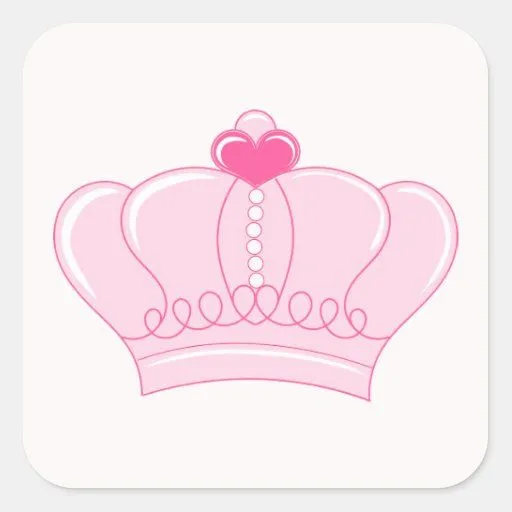 Corona rosada con el corazón pegatina cuadrada | Zazzle