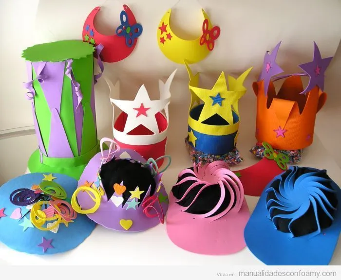 Coronas y sombreros hechos con foamy para fiesta infantil | crazy ...