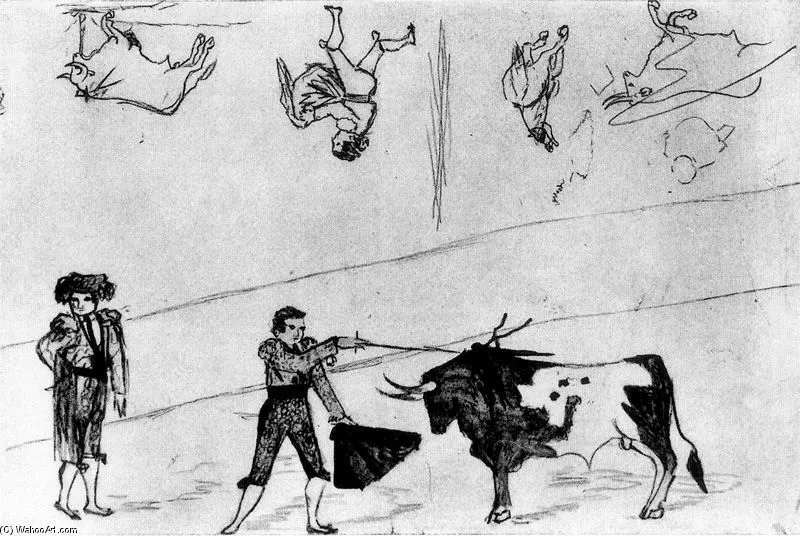 Corrida de toros, dibujo de Pablo Picasso (1881-1973, Spain)