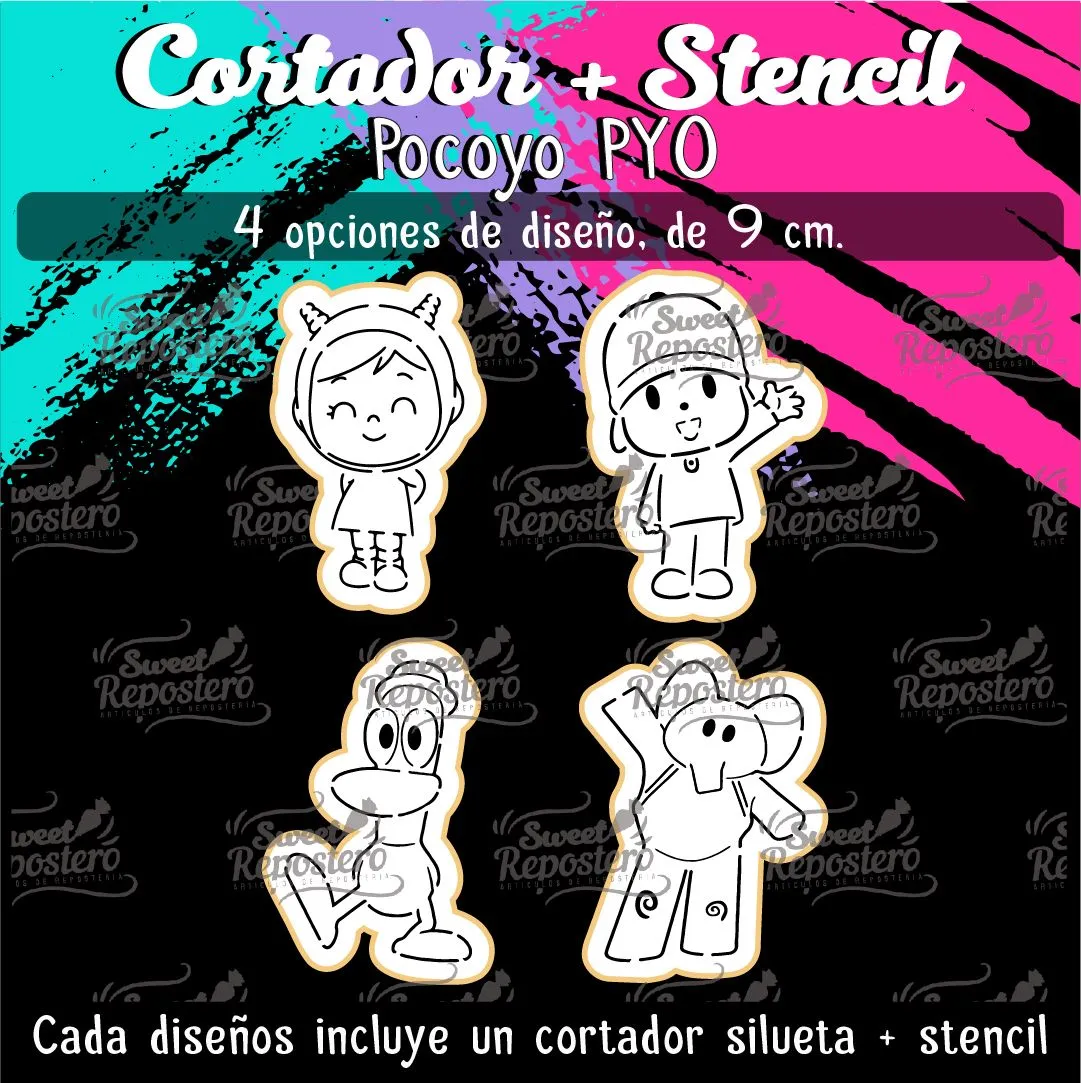 Cortadores De Galleta + Stencil PYO Pocoyo - SWEET REPOSTERO