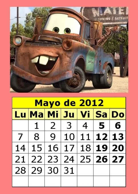 CoSqUiLLiTaS eN La PaNzA BLoGs: CALENDARIO INFANTIL DISNEY 2012 COLOR