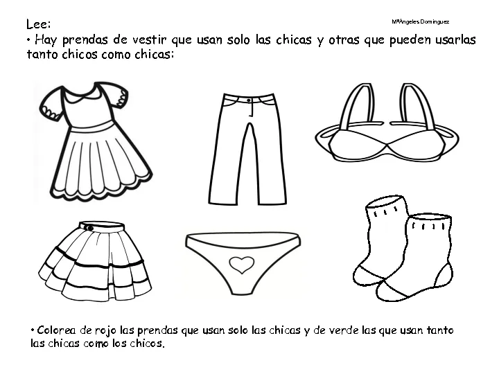 Dibujos para colorear prendas de vestir en inglés - Imagui